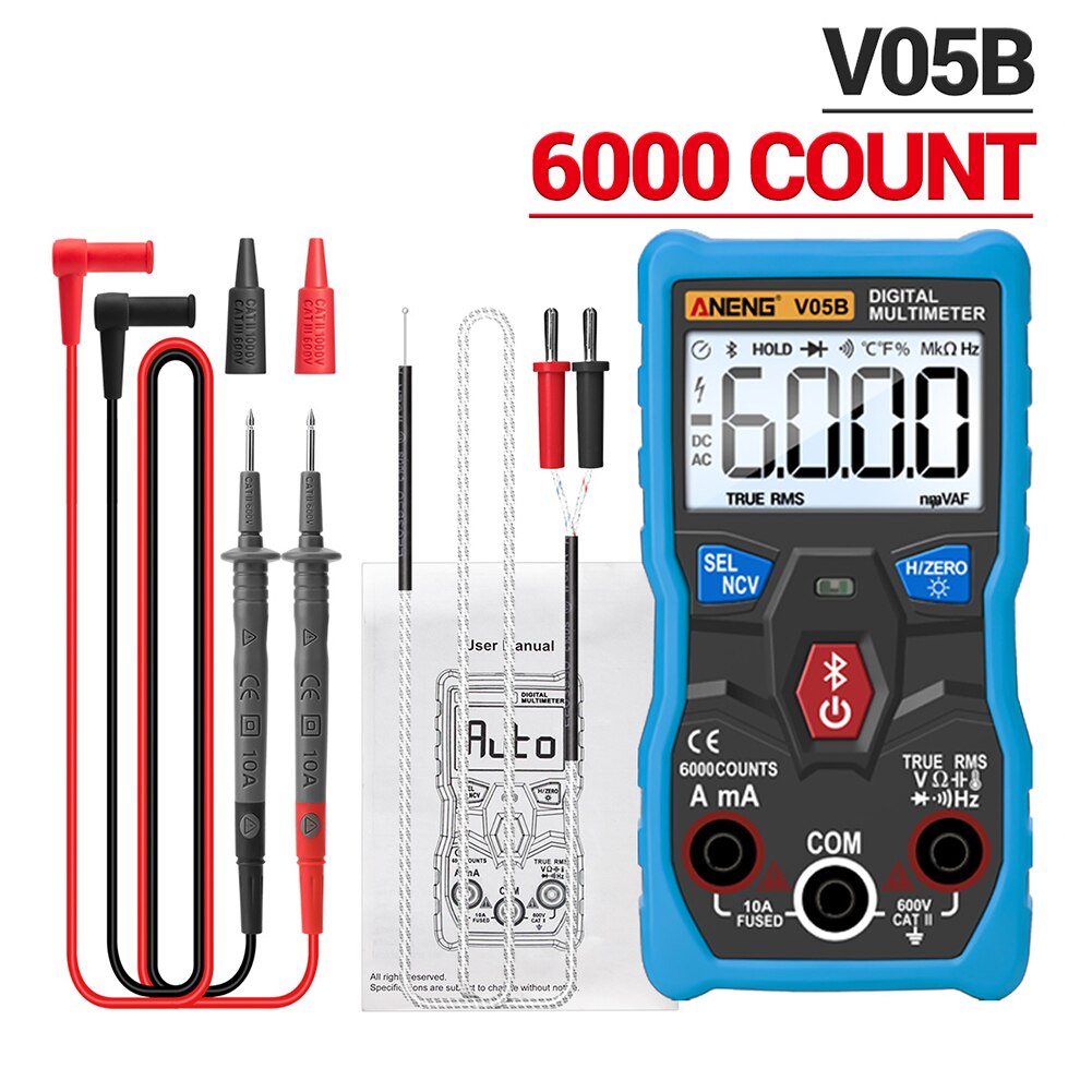 Bluetooth Draadloze App Controle Huidige Handheld Tester Meting Elektrische Instrumenten Spanning Digitale Multimeter Analyze: Blauw