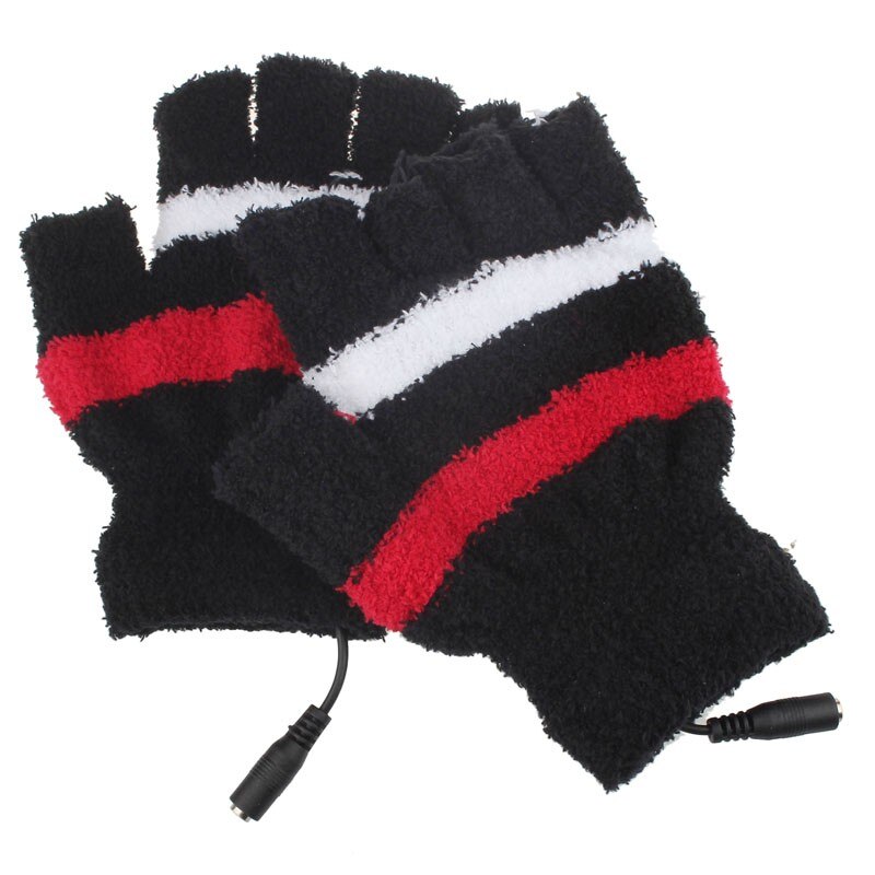 USB Heating Winter Hand Warm Gloves Heated Fingerless Warmer Mitten