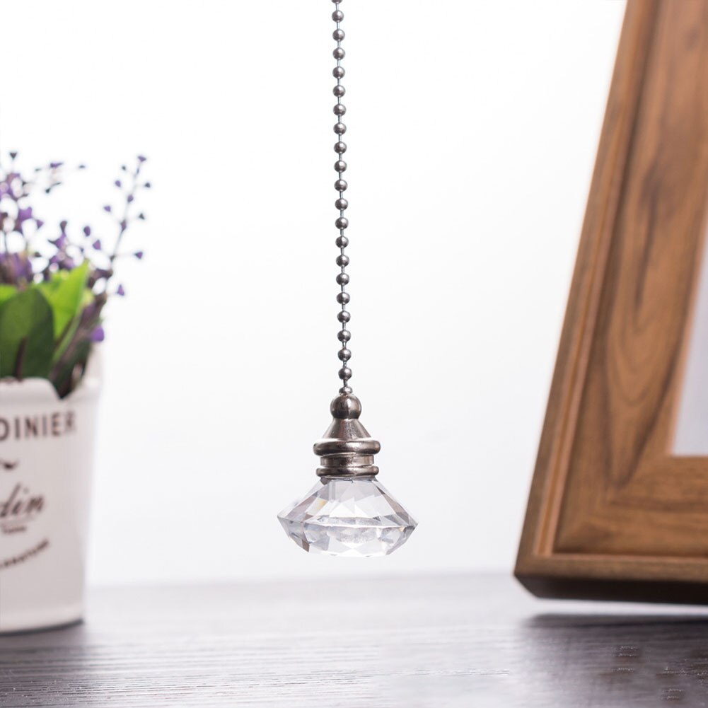Extensión portátil deslumbrante luz de escritorio de cristal colgante de artesanía de boda Cadena de tracción prisma claro estilo ventilador de techo decoración del hogar