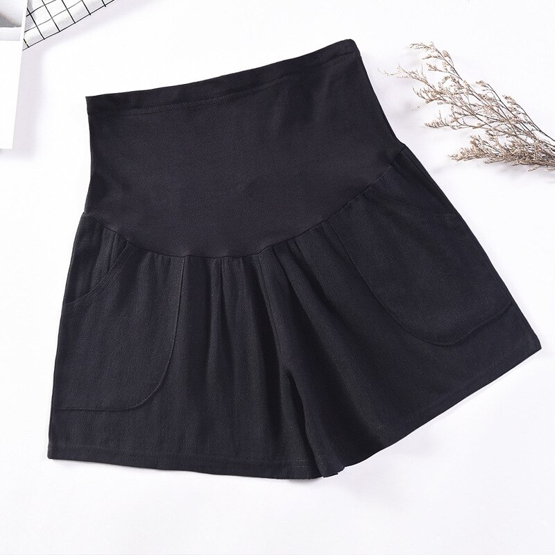 Cotton Maternity Shorts Pregnant Women Summer Thin Loose Short Pants Pregnancy Outside Khaki Black Trousers