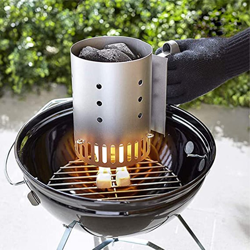 Charcoal Chimney Starter BBQ Grill Lighter Barbecue Fire Starter Briquette Coal Fire Starter Chimney Outdoor Cooking Can Tools