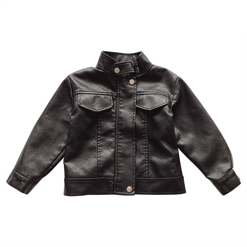 kids baby girls Boys leather jacket spring Autumn children children PU leather coat toddler children clothing 1-6Y: 2-3Y