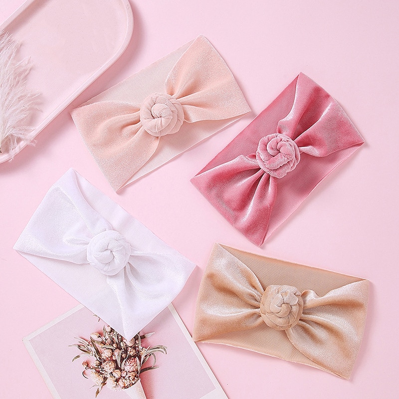 Baby Velvet Turban India Knot Baby Girl Headbands Headwraps Solid Color Toddler Kids Elastic Hair Bands Accessories