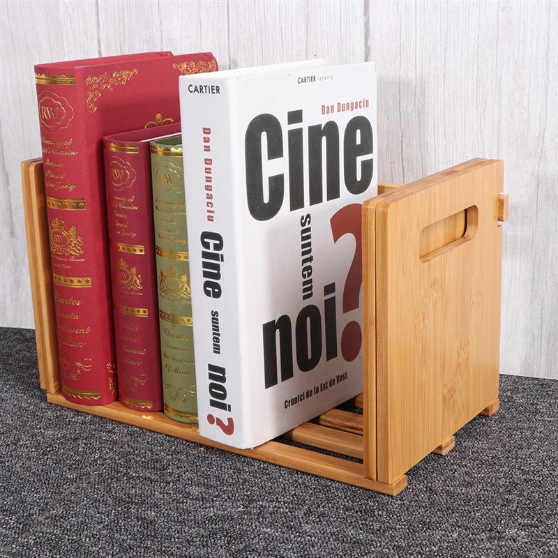 1 ud. Estante de almacenamiento para escritorio de bambú Moso estante de libros de escritorio Mini estante extensible sujetalibros (Color madera)