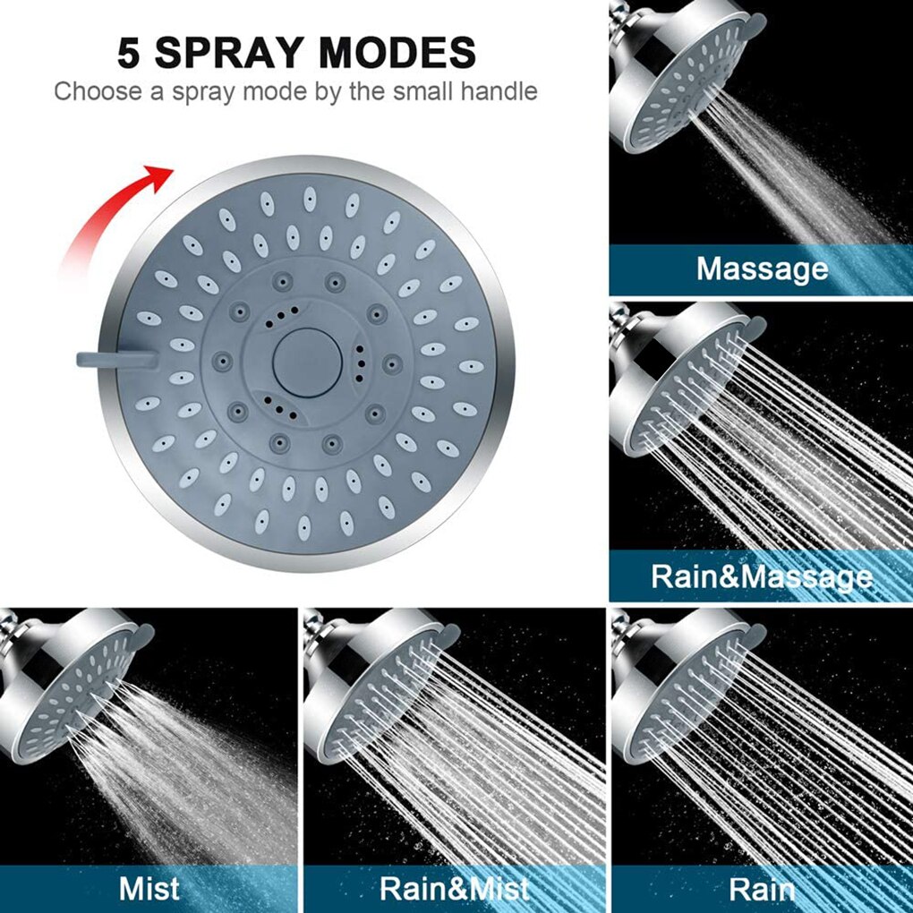 4 zoll 5 Modi Schlecht Dusche Kopf Hochdruck Einstellbare Showerhead Filter Für Wasser Schlecht Regen Spritzen oben Spa Düse sprühen