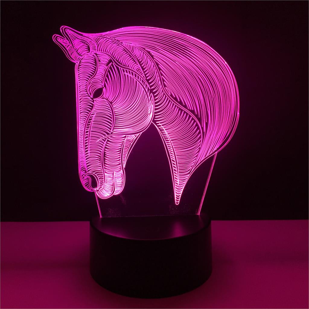 7 Kleuren Veranderen Dier Led Nachtlampje Paard 3D Bureau Tafellamp Usb Luces Navidad Lampara Baby Kid Slapen nachtlampje
