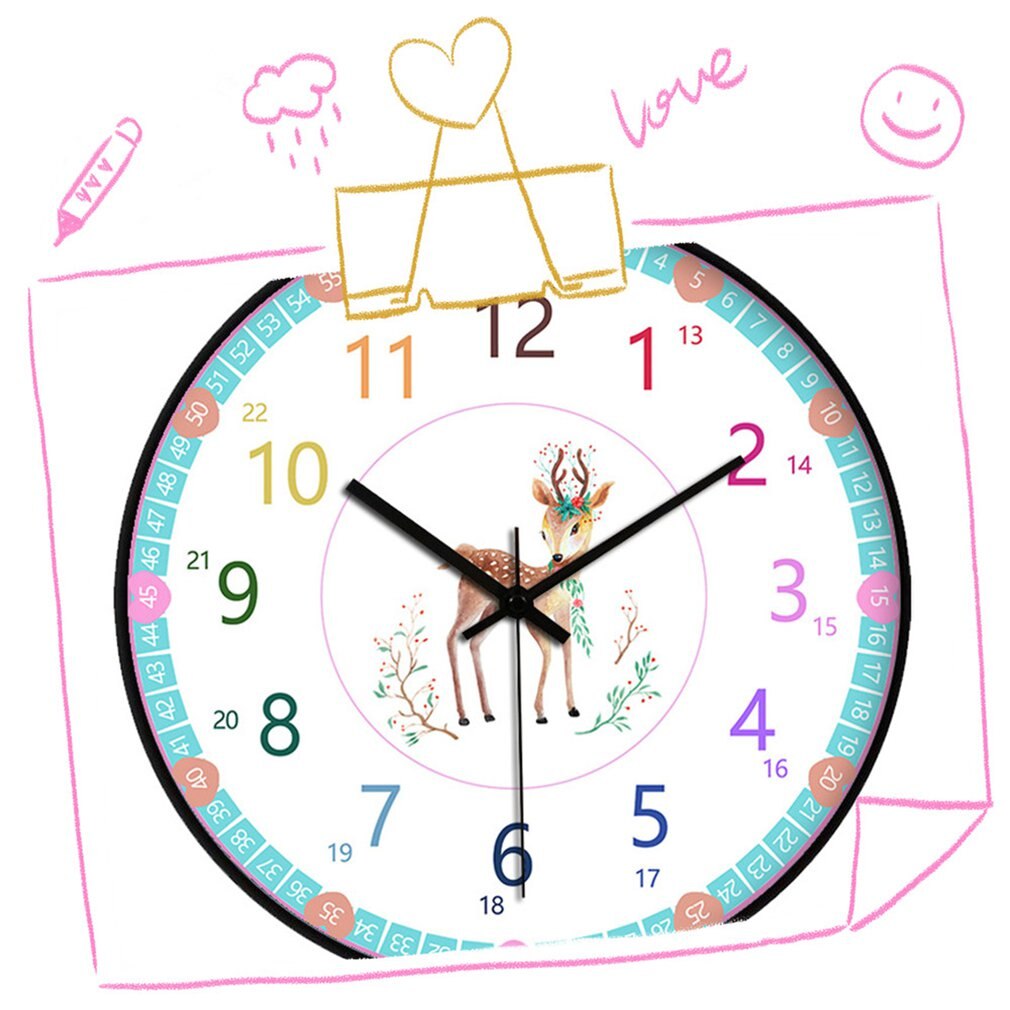 Early Childhood Learning Wall Clock Ultra-quiet Home Classroom Living Room School Recognition Table Wall Clock