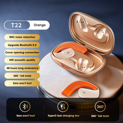 T22 Open Ear Air Conduction TWS Earphone Ble Wireless Headphone Sports Waterproof Ear Clip Earbuds: Gold