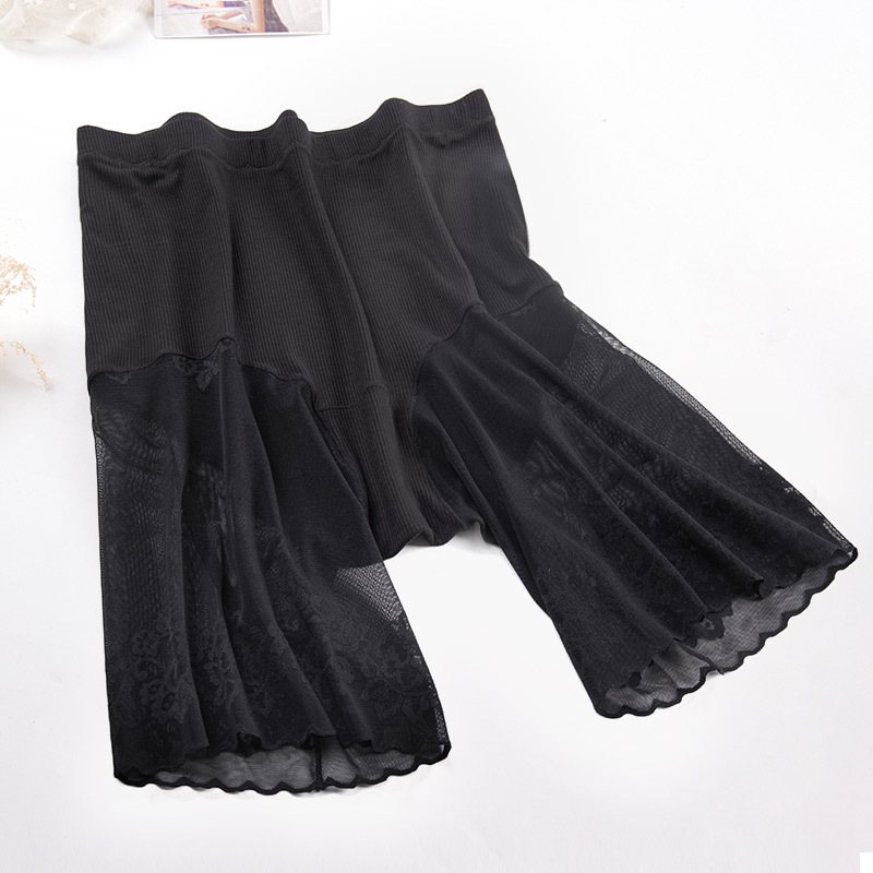 Plus Size Shorts Under Skirt Sexy Lace Anti Chafing Thigh Safety Shorts Ladies Pants Underwear Large Size Safety Pants Women: black / Fits 60-90 kg