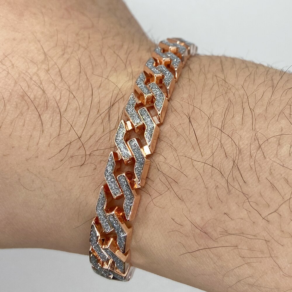 Braccialetti a forma di teschio lungo punk per uomo braccialetti a catena a maglie con ciondolo a forma di teschio lucido in acciaio inossidabile gioielli gotici maschili 2019: rosa