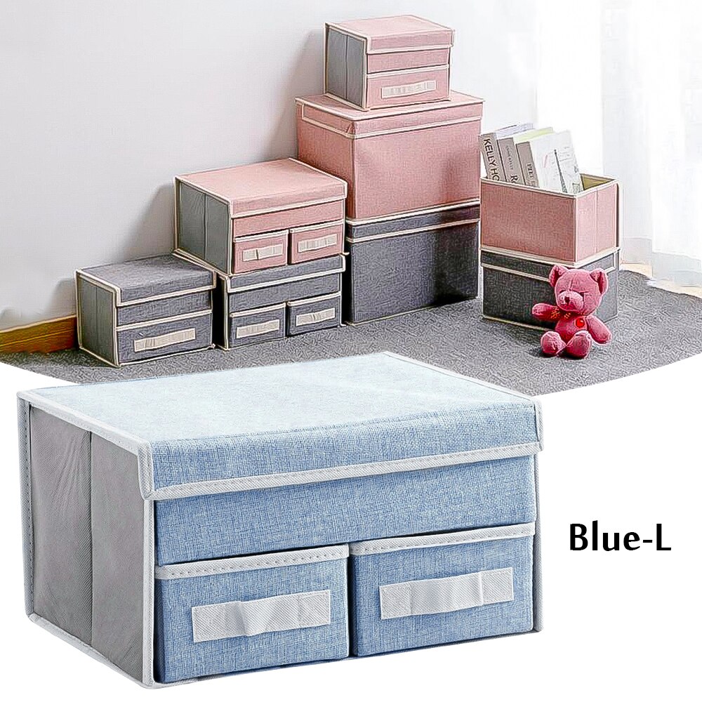 Lagerung Schublade nicht gewebte Faltbare Socken Lagerung Korb Behälter Schreibtisch Schrank Kosmetische Organizer für Unterwäsche Schmuck Schal Socken: L Blau