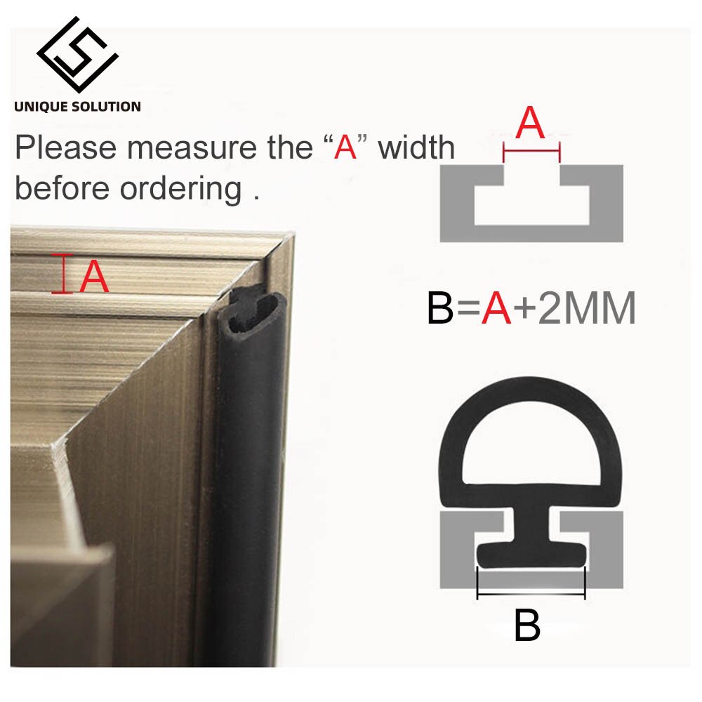 5/10M larghezza inferiore 5/6/7mm strisce di tenuta EPDM ponte alluminio porte/finestre strisce di plastica sigillate finestre e porte a risparmio energetico