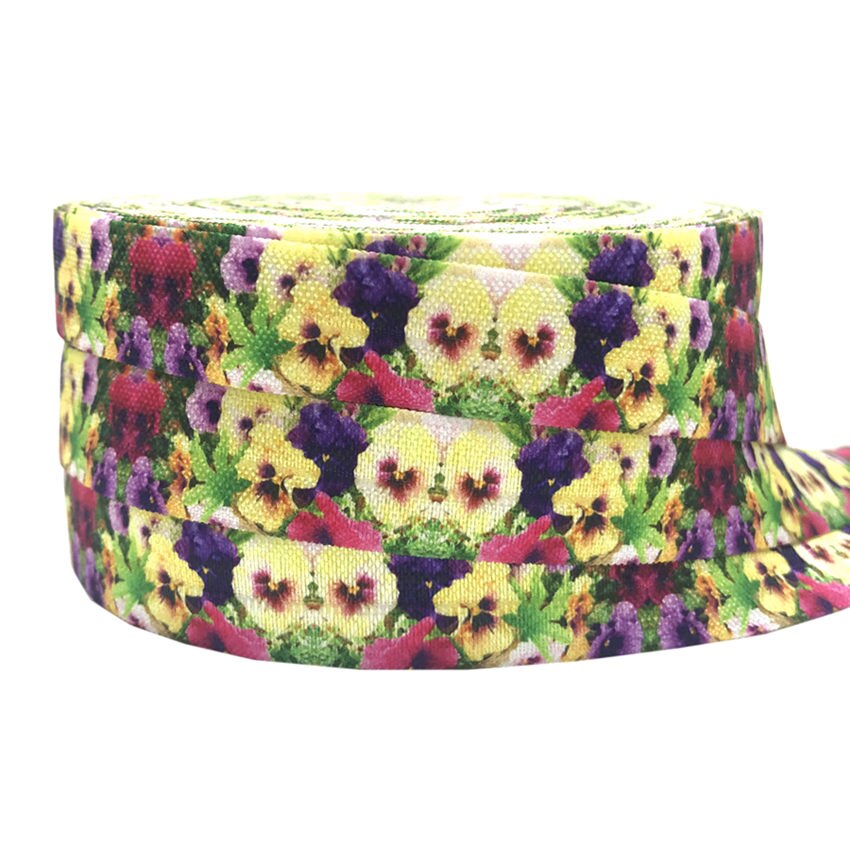 5 Yards 16mm Multi Bloemen Chrysant Vouw Over Elastische Baby Hoofdband Meisjes Haar banden Haaraccessoires Craft Supply: P806