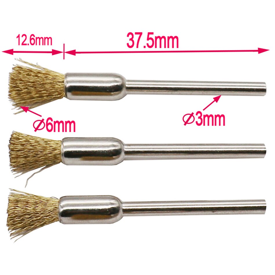 Brosse métallique en laiton 9 pièces, pour outil rotatif Dremel, accessoire, tige 1/8 "(3mm), 3 pièces