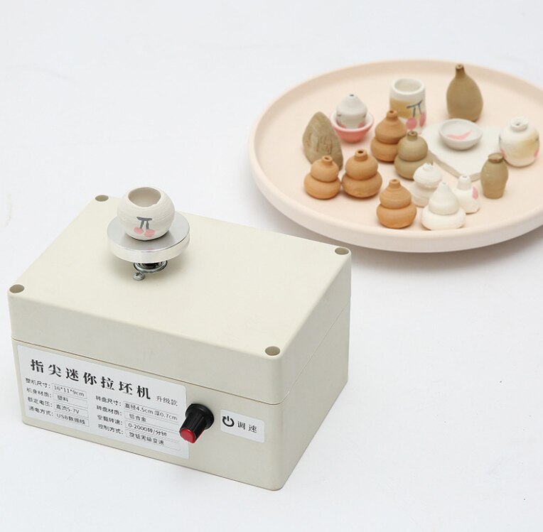 Mini torno de alfarero de aleación de aluminio, herramientas de madera para arcilla