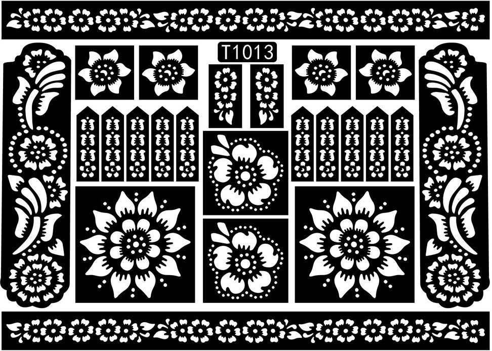 1pc KD22 plantilla para tatuajes manos/plantillas de tatuajes de Henna para pintar mehndi cuerpo pintura Kit de suministros: T1013
