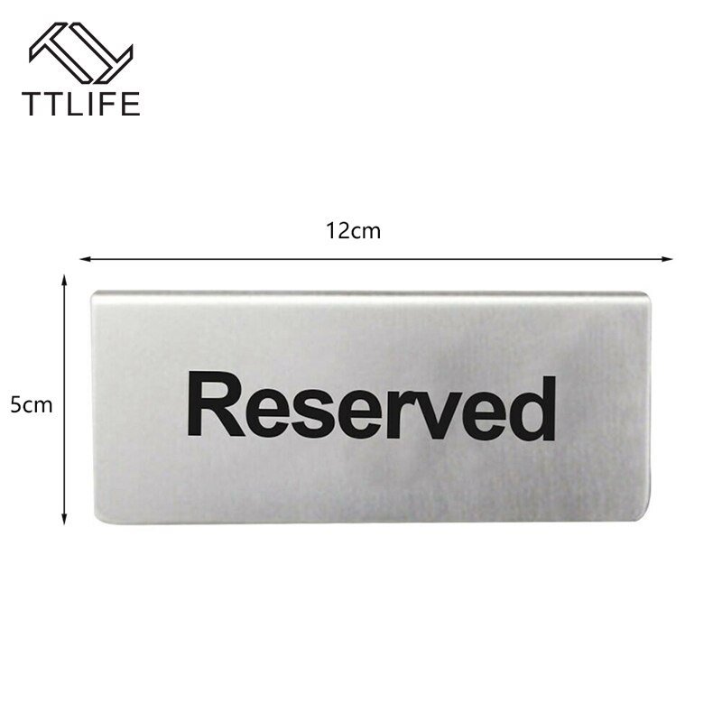 Cafe Reusable Restaurant Stainless Steel Brushed Double Sided Table Sign Triangle Reserved Hotel Bar Takeaways Lightweight