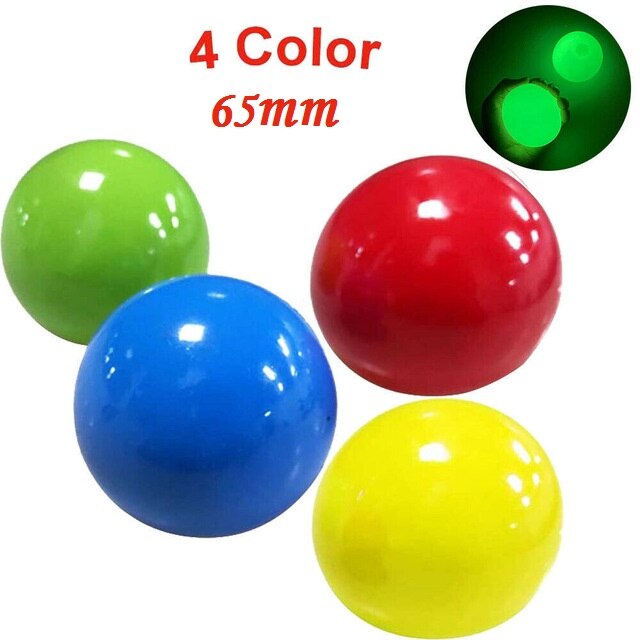 4Pcs Stick Wand Ball Fluoreszierende Squash Weihnachten Klebrige Ziel Ball Dekompression Werfen Zappeln Spielzeug Kinder Neuheit Stress Relief: 4pcs 65mm