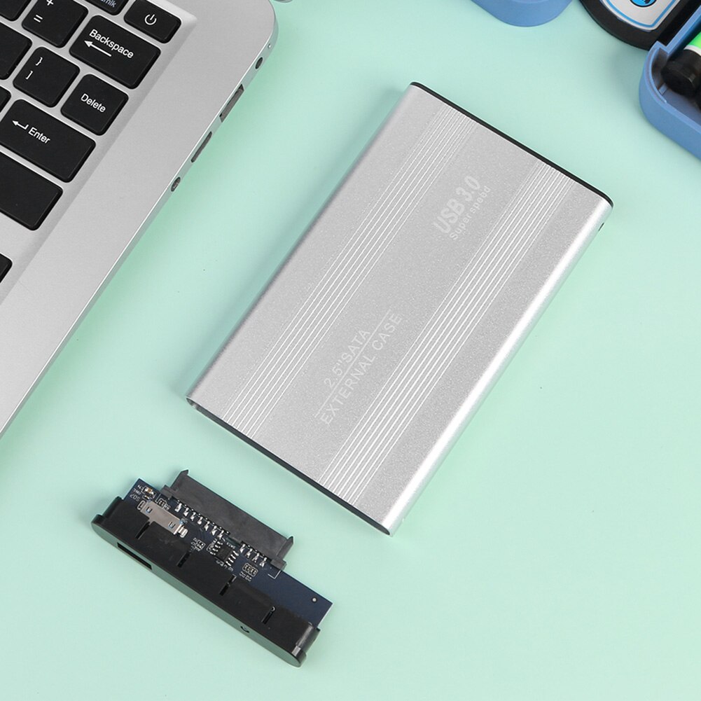 2.5 Inch Notebook Sata Hdd Case Naar Sata Usb 3.0 Ssd Hd Hard Drive Disk Externe Opslag Behuizing Doos Met usb 3.0 Kabel: Silver