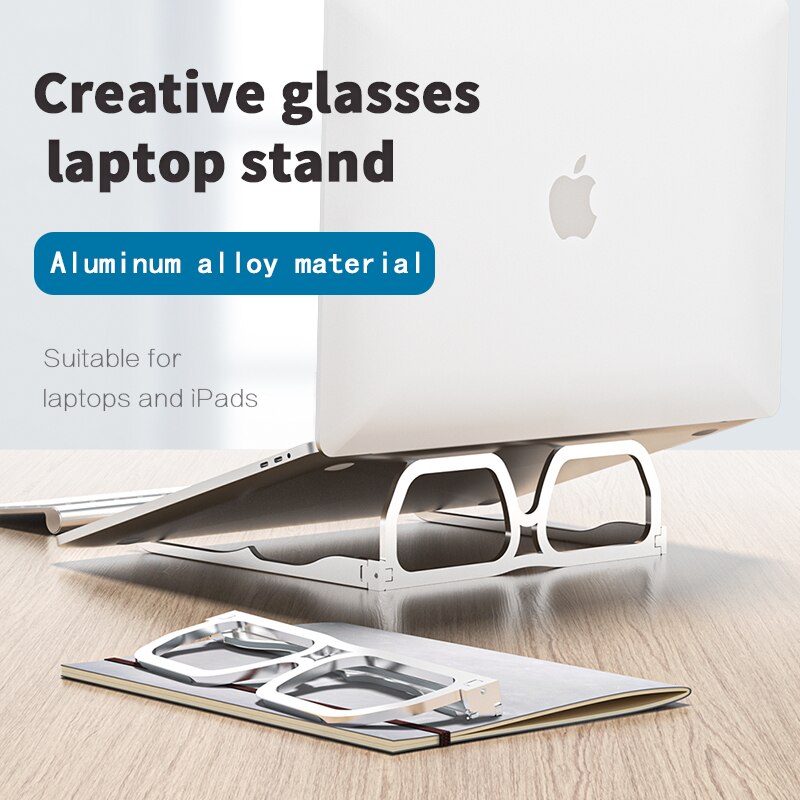 Faltbarer laptopständer aus aluminiumlegierung in brillenform, universelle notebook-halterung für 16in laptops, ipads und tablets zum lesen und arbeiten