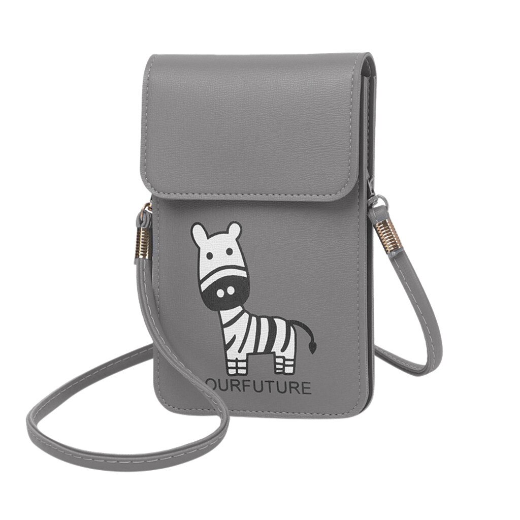 Mini Mobile Phone Bag With Back Side Clear Touching Screen Window Leather Bag Rear transparent touch screen Crossbody bag