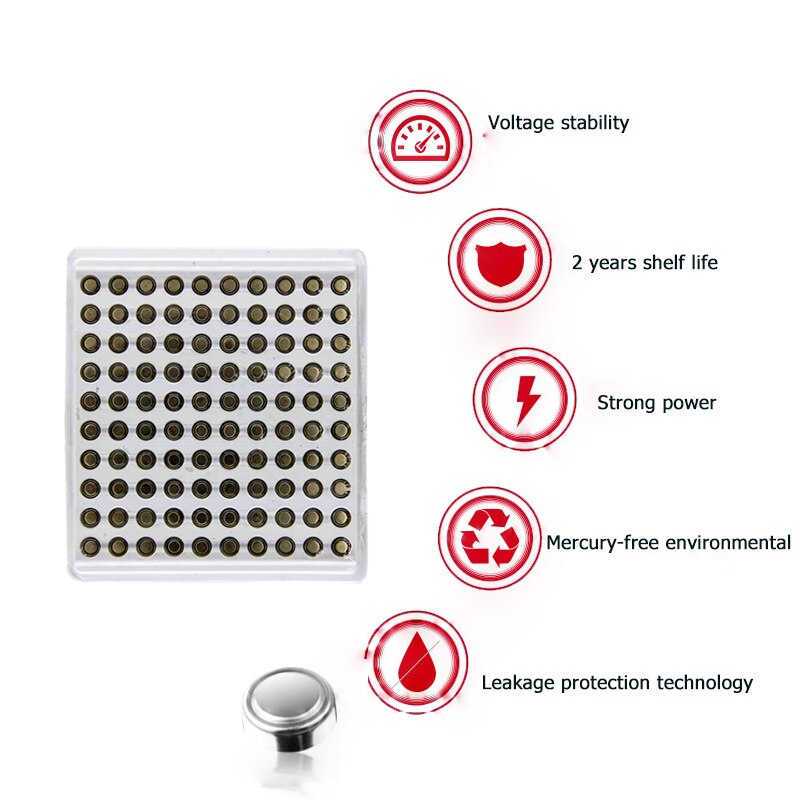 100pieces SR626SW Battery AG4 377 LR626 1.55V Alkaline Button Cell Batteries Suitable For Watc