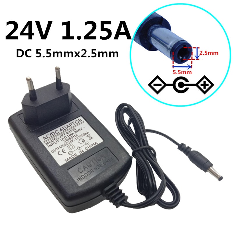 24V 1.25A universal Power Adapter 1250mA EU US UK AU Plug Adaptor DC 5.5mmx2.1mm-2.5mm Supply AC 100V-240V Universal Switching