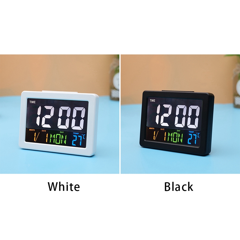Digital Led Clock Lcd Display Desktop Electronic Alarm Clock Multifunction Calendar Home Temperature Clock Black