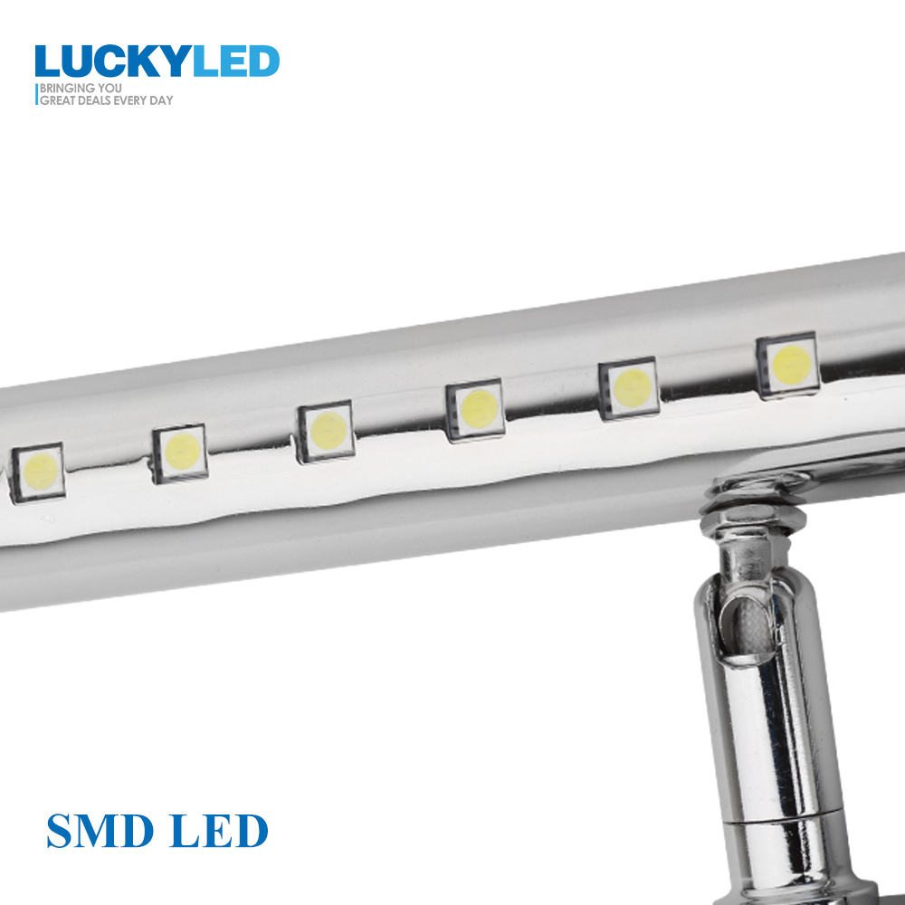 Luckyled moderne led spejl lys 3w 5w 7w 90-260v vandtæt væglampe badeværelse belysning vægmonteret industrielt rustfrit stål