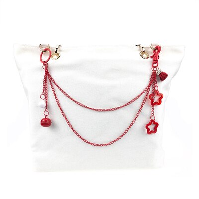 Itabag kedja lolita väska tillbehör godis färger justerbar diy dekoration kedja för väska stjärnor klockor väska tillbehör  h924: Röd