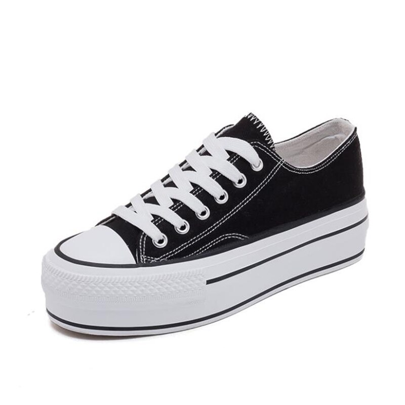 Verano de las mujeres de la Zapatos casuales zapatos de mujer Color caramelo zapatos de plataforma de lona Lisa zapatillas de mujer de fondo grueso zapatos vulcanizados