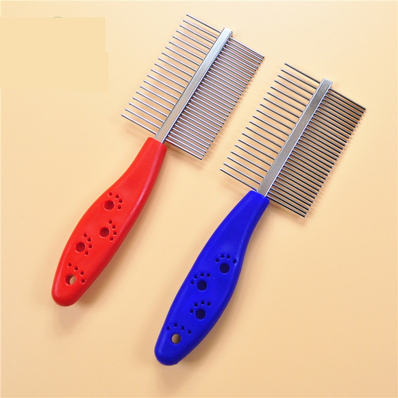Footprints Anti-slip Handle Pet Comb Stainless Steel Dog Row Comb Toy Flat Teeth Cat Beauty Comb Supplies Pet Toy