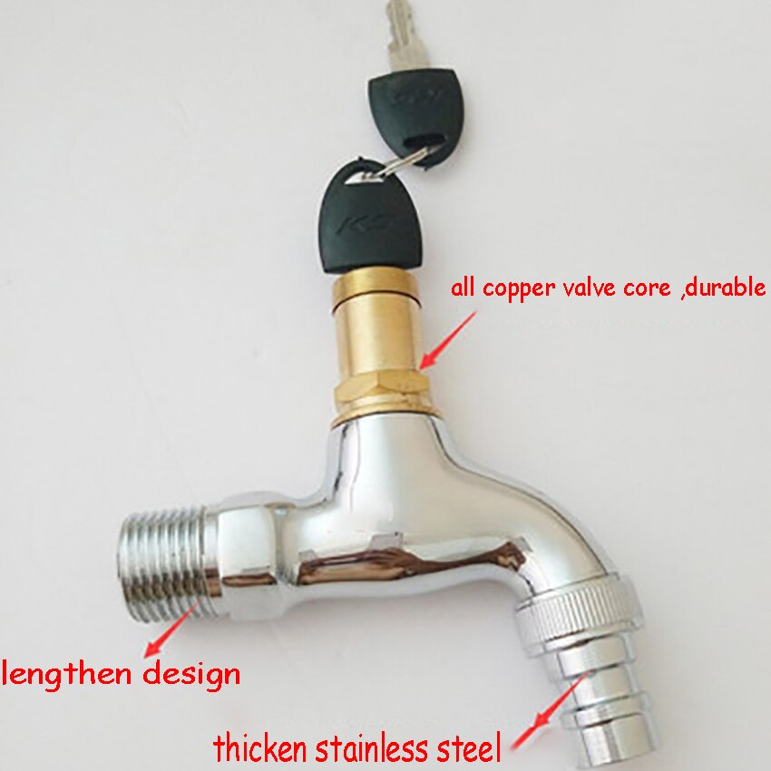 Kupfer Ventil Ader Bibcocks draussen Wasserhahn Mit Schloss Becken Waschmaschine Garten Edelstahl Sicherheit Wasserhahn Hardware-