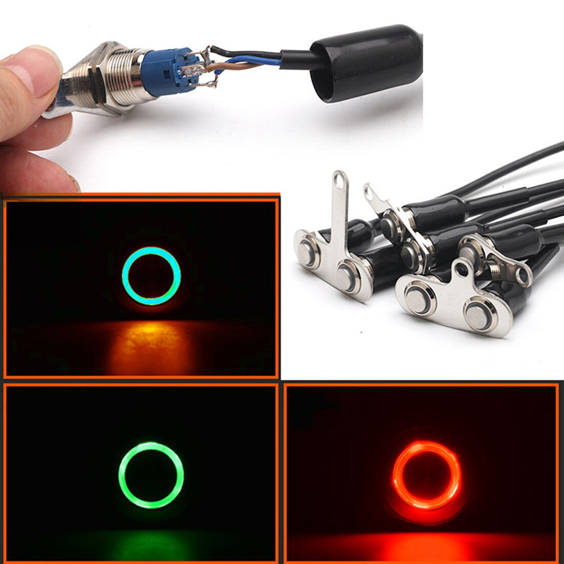 1pcs LED Motorcycle Light Handlebar Mount Push Button Switch 12V For General Hazard Fog Light LED Switch Handlebar