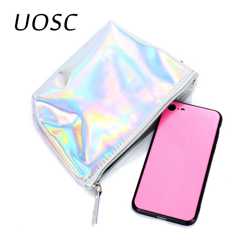 Uosc bolsa de maquiagem em couro pu, portátil, organizador de viagem, para cosméticos, feminino, casual, para higiene pessoal