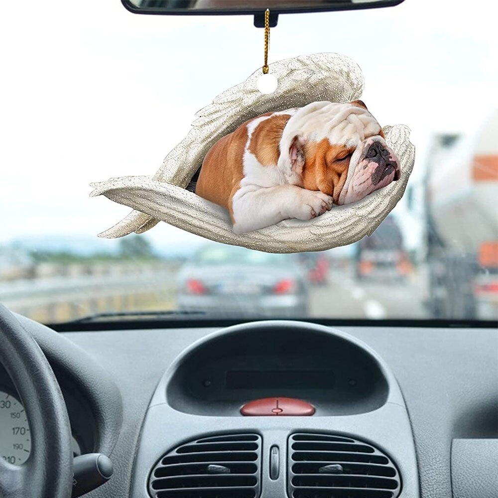Bil sovende engel hund ornament gravhund weiner hund bil hængende dekoration auto bakspejl vedhæng vedhæng tilbehør