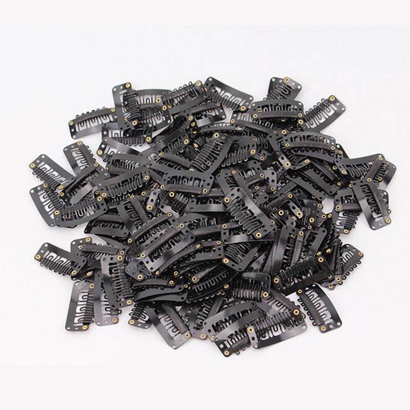 200 PCS/Lot 32 mm 6 teeth stainless steel metal snap clips for hair extension loop teeth wig comb clips