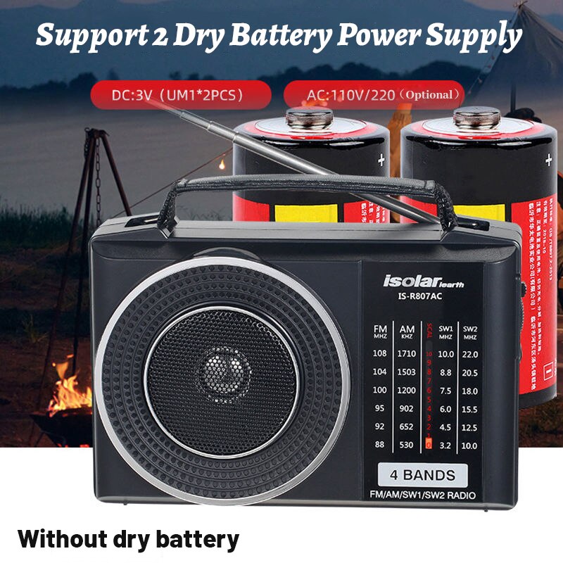Portable Retro Radio Bluetooth Audio FM / AM / SW1 / SW2 Radio Speaker Outdoor Multi-function Radio Elderly Birthday