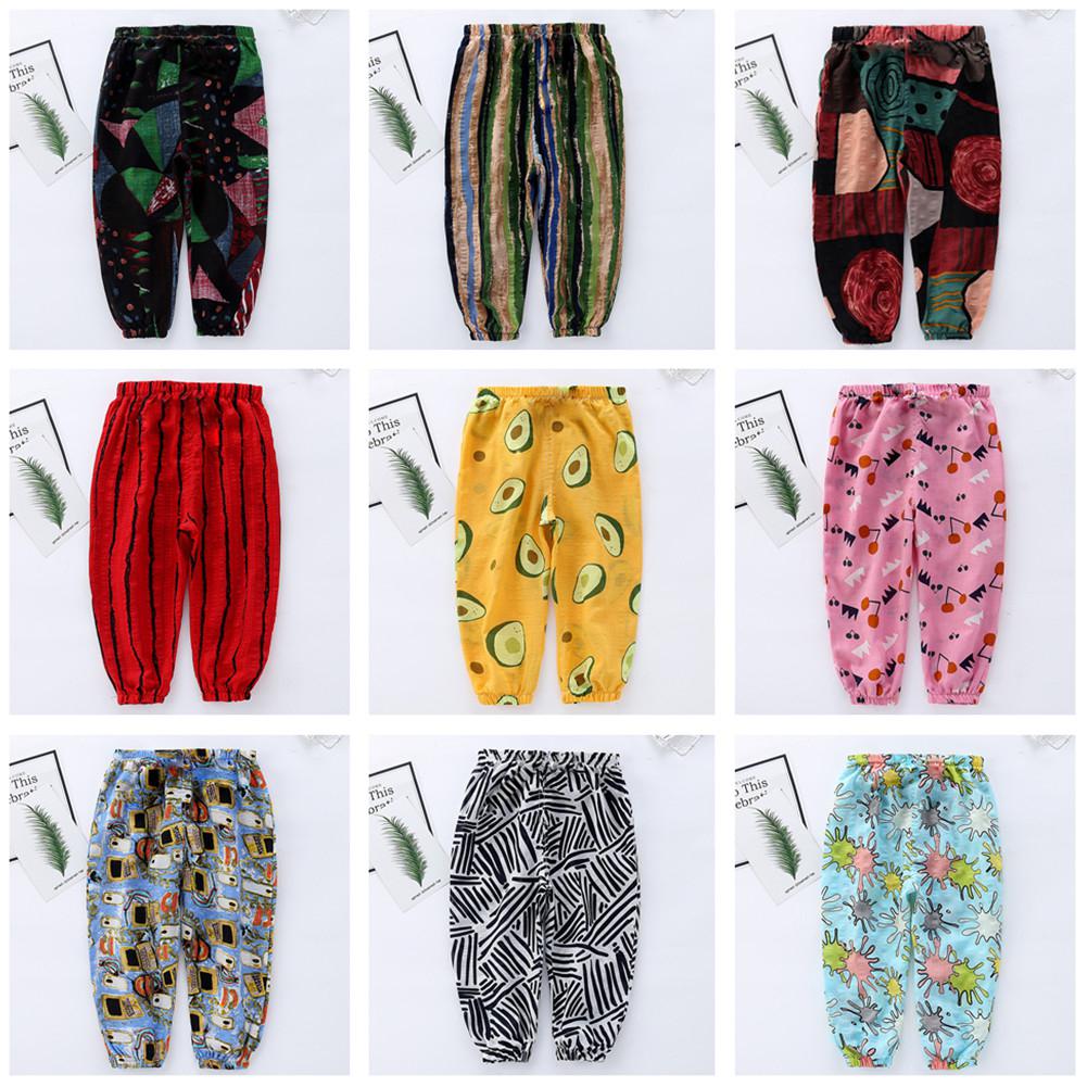 DishyKooker niños Mosquito Control pantalones de algodón para chicos de verano de las niñas de impresión pantalones sueltos Ramdom