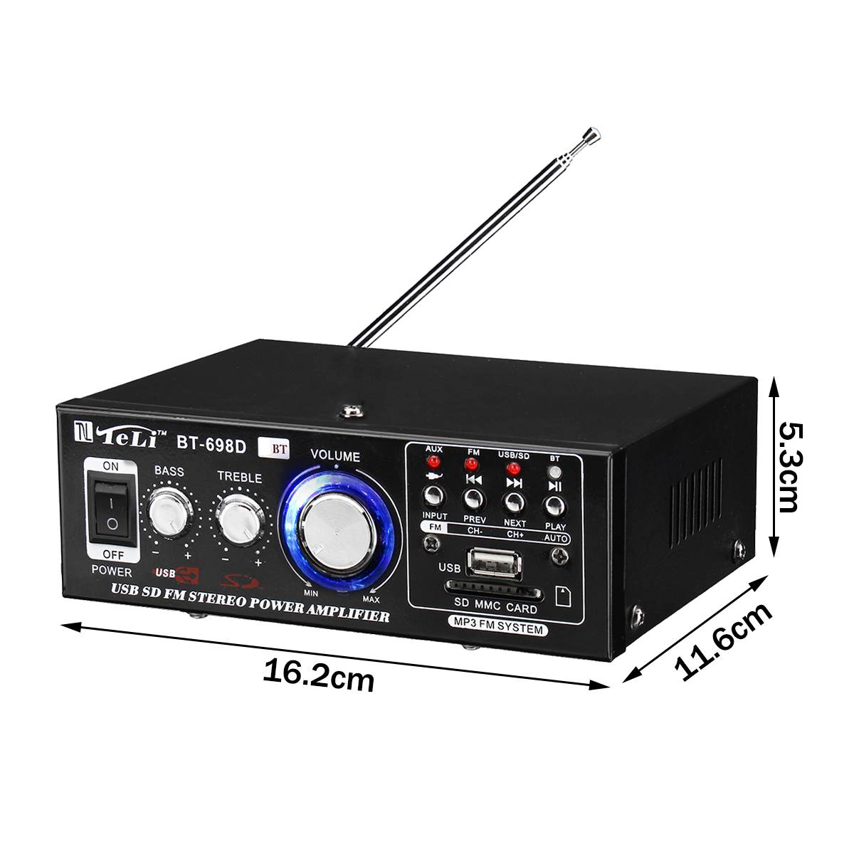 HIFI Bluetooth Car Audio Power Stereo Digital Amplifier Home USB SD FM Radio Subwoofer Equipment With Remote Control