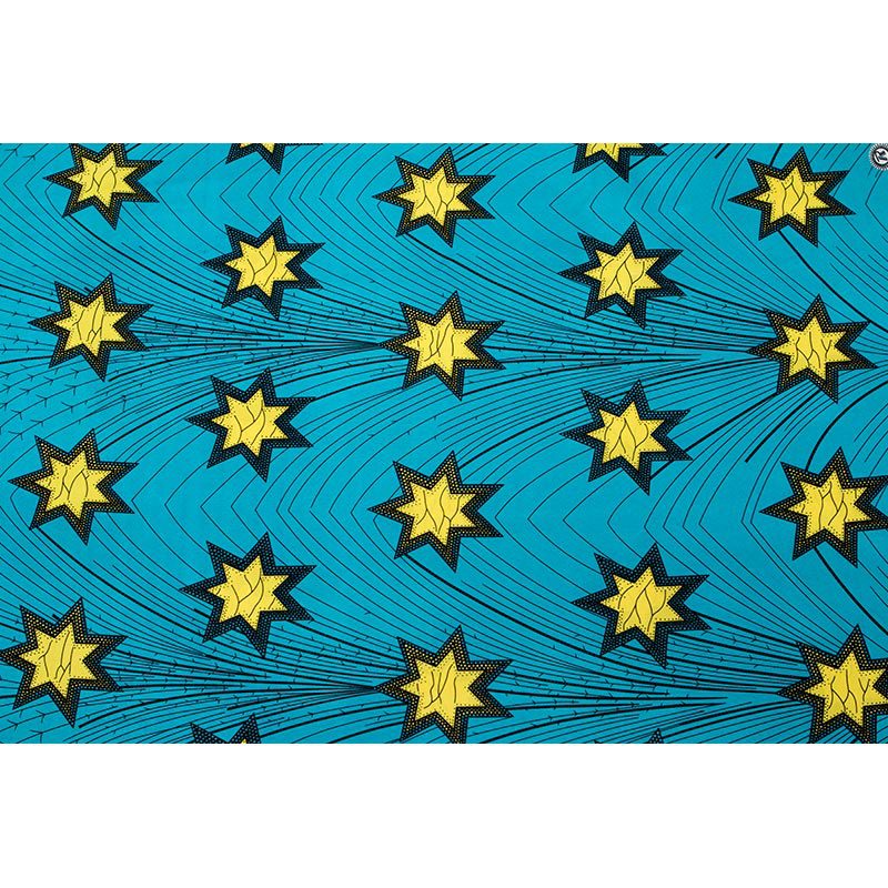 Pagnes Real Wax tissu bleu imprimé étoiles jaunes | Nouvelle cire africaine de , nouveaux arrivages