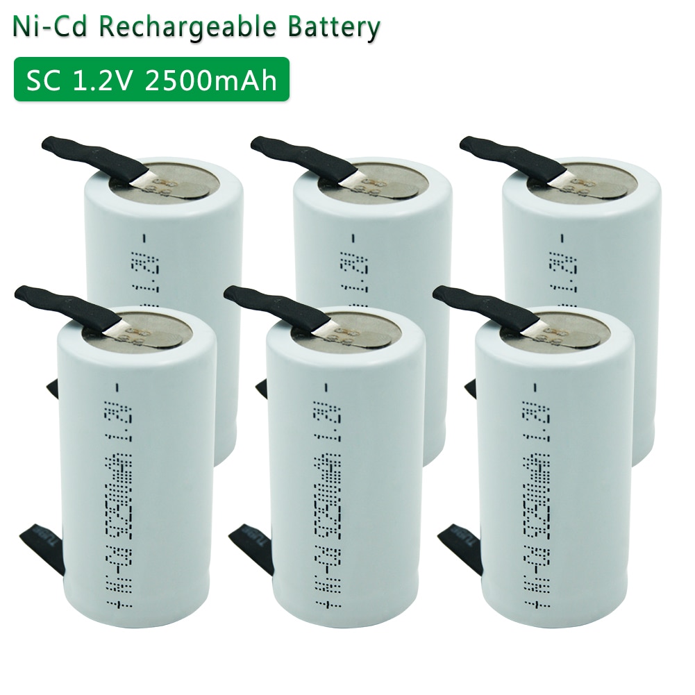 Sc 1.2V 2500 Mah Nicd Oplaadbare Batterij Sc Sub C Ni-Cd Mobiele Met Lassen Tabbladen Voor Elektrische boor Schroevendraaier Real Capaciteit