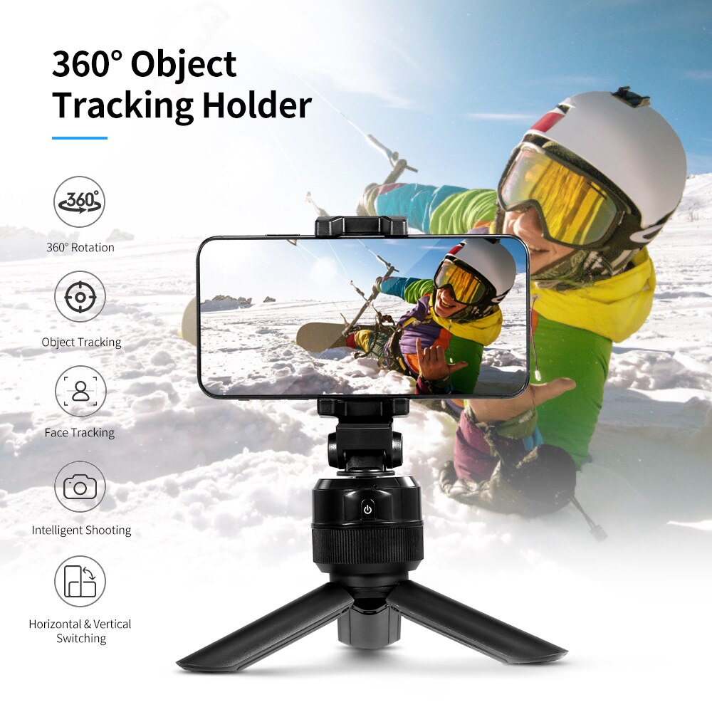 360° Object Tracking Holder Smart Shooting Tripod Selfie Stick Face Object Tracking Holder Support Horizontal Vertical Screen
