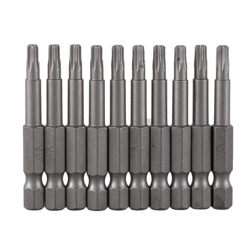 6.3mm sekskantet skaft 4mm t20 magnetisk spids torx skruetrækker bits 10 stk: Default Title