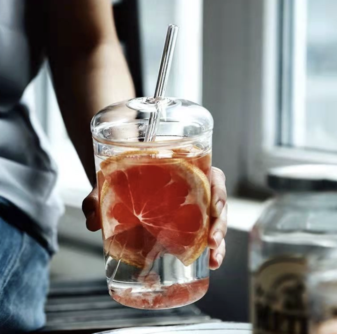 High Borosilicate Glass Colorful Flower Coffee Mug with Straw and Lid Transparent Drinking Milk Tea Cups Drinkware