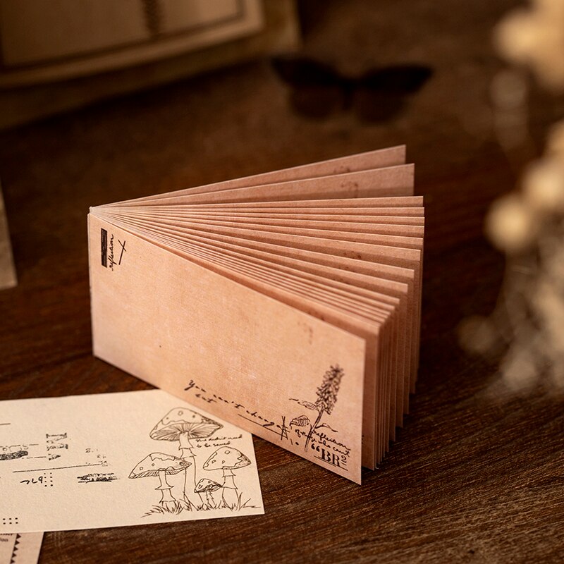 Yoofun 60 Sheets Vintage Natural Plant Pattern Notepad shanggu Message Notes Scrapbook Deco Journaling Collage Background Paper