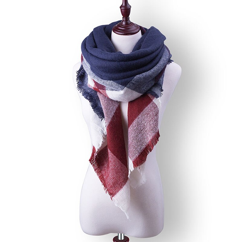 Evrfelan femmes écharpe de hiver foulards femme cou porter Plaid bufanda Triangle forme écharpe