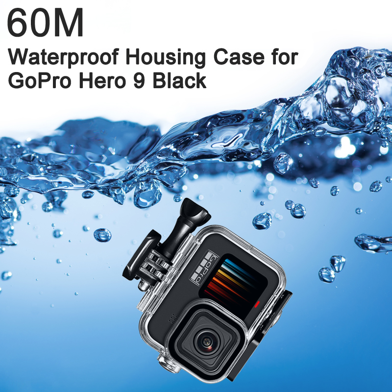 Til gopro hero 10 9 sort etui vandtæt 60m hus dykning beskyttende undervands dykkercover til go pro 9 10 gopro 9 tilbehør
