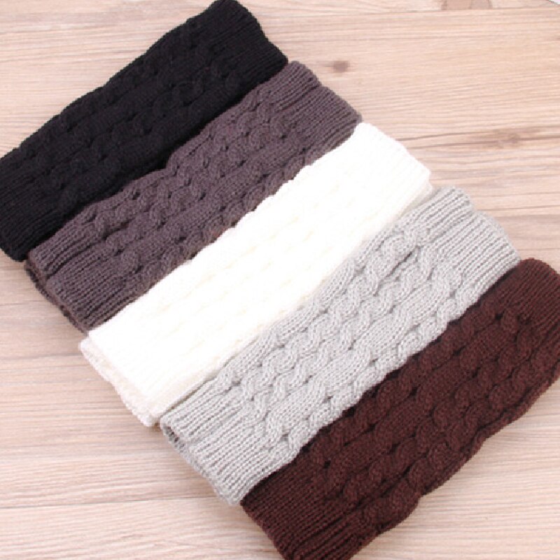 Guantes de punto de ganchillo para mujer, manguitos sin dedos, de manga corta, Guantes cálidos, para invierno