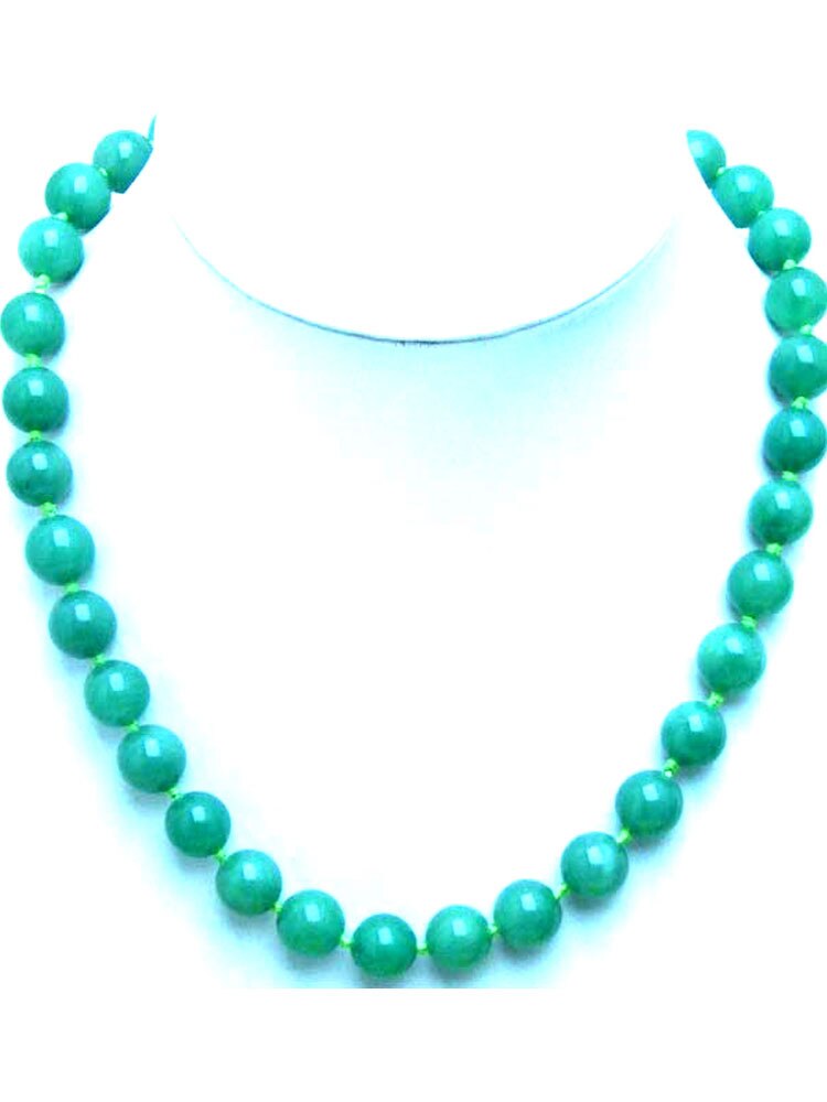 Qingmos Natural 12mm Round Light Green Jades Necklace for Women with Genuine Stone Necklace Chokers 18" Jewelry nec8406